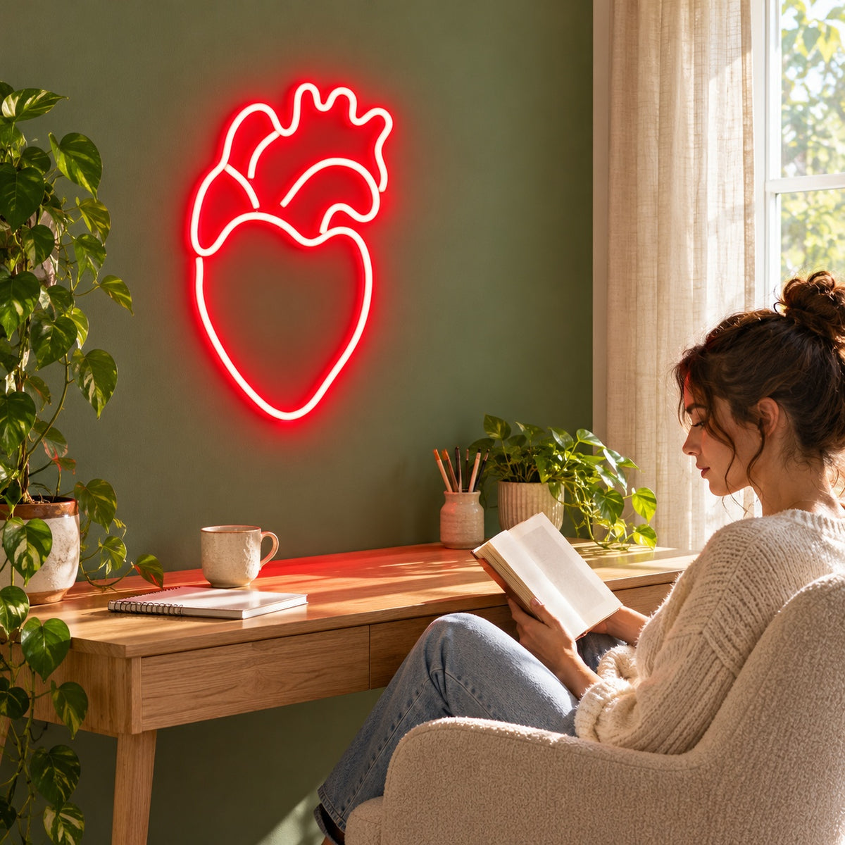 Anatomical Heart LED Neon Sign - lifestyle view