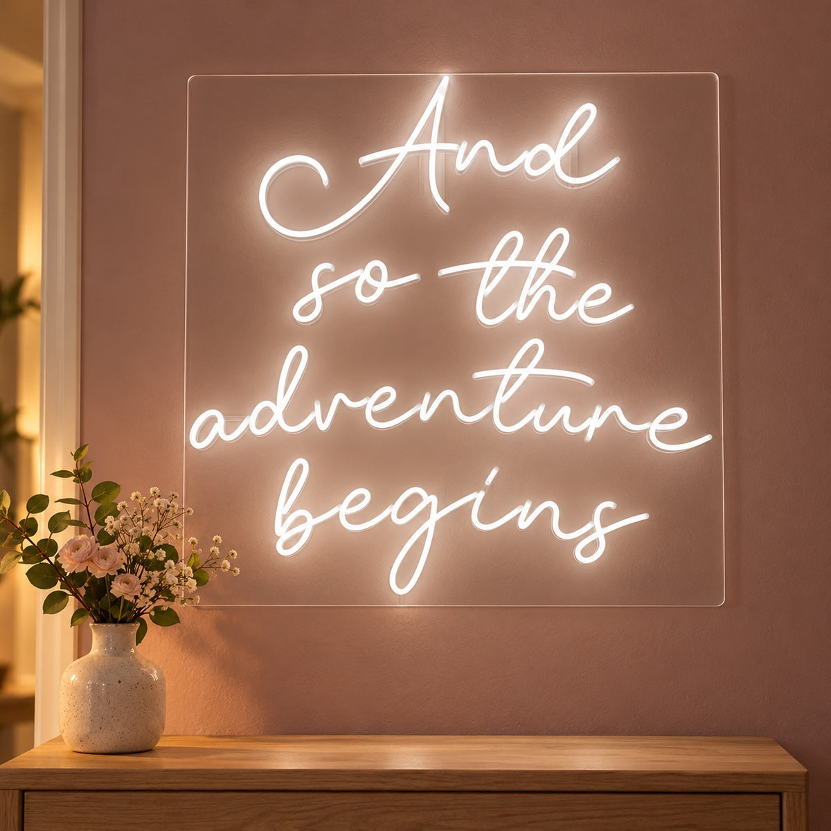 And So The Adventure Begins LED Neon Sign - advertising view