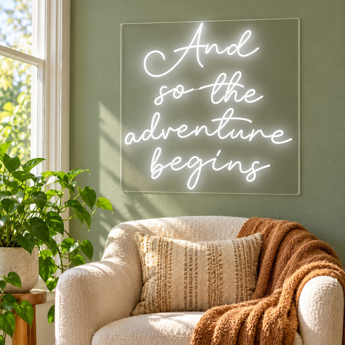 And So The Adventure Begins LED Neon Sign - lifestyle view