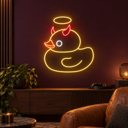 Angel Devil Duck LED Neon Sign - advertising view