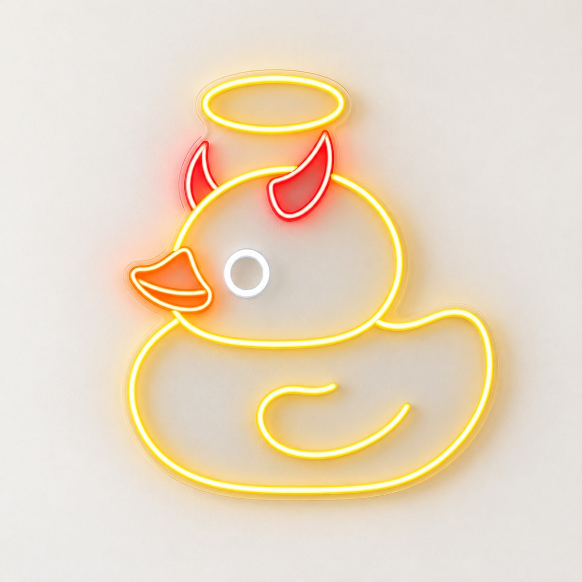 Angel Devil Duck LED Neon Sign - natural light view