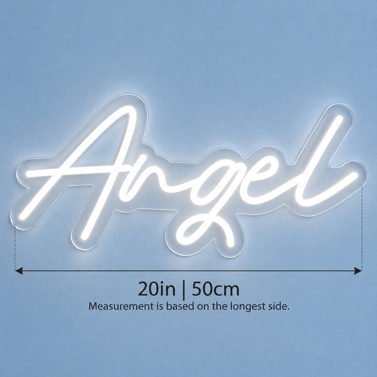 Angel LED Neon Sign - size guide