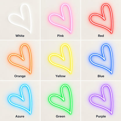 Asymmetric Heart LED Neon Sign - nine-color grid