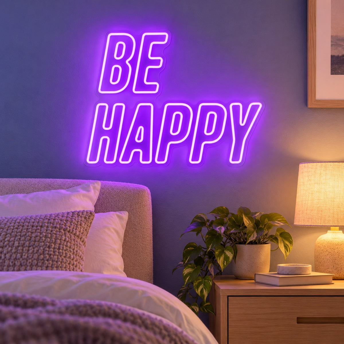 Be Happy LED Neon Sign - advertising view