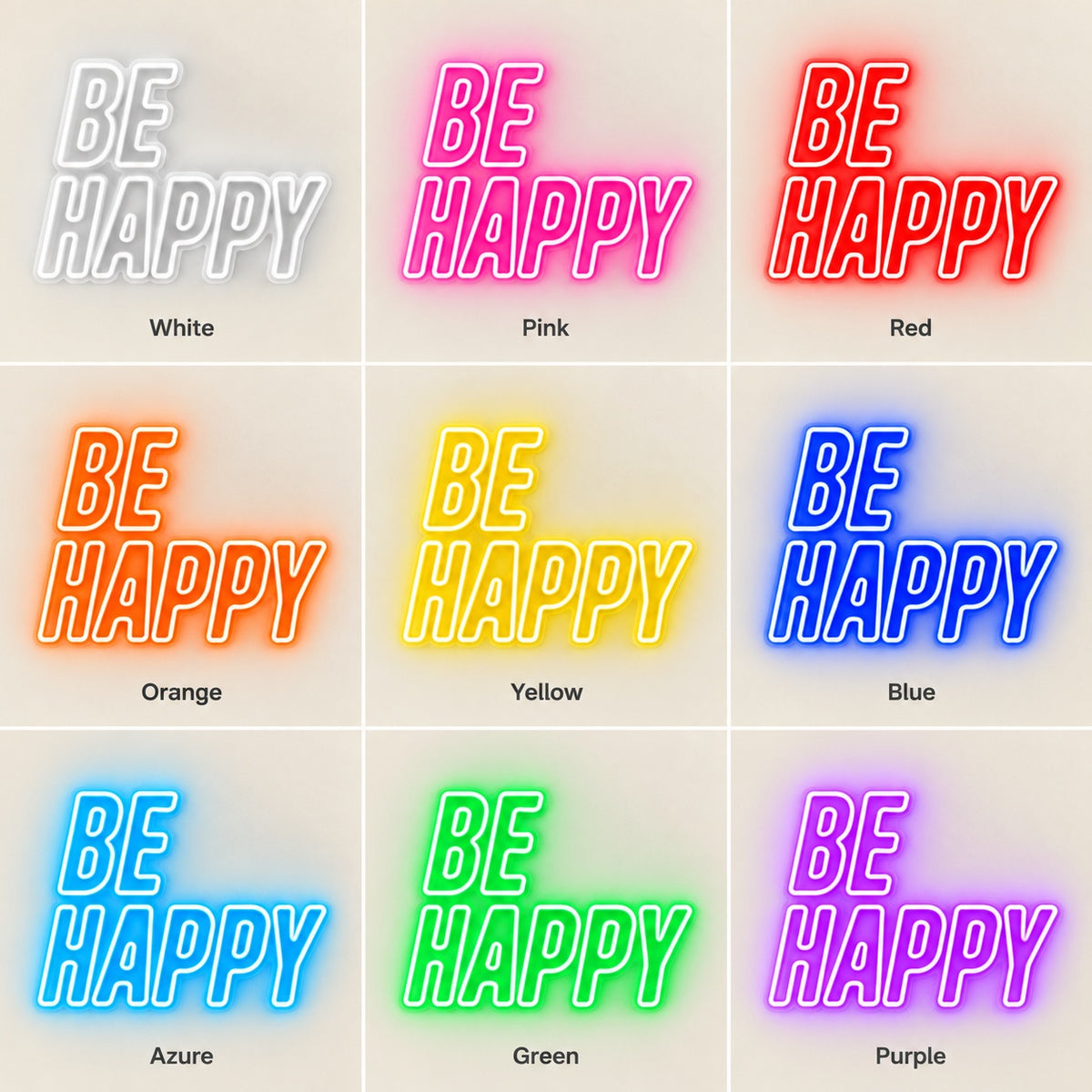 Be Happy LED Neon Sign - nine-color grid