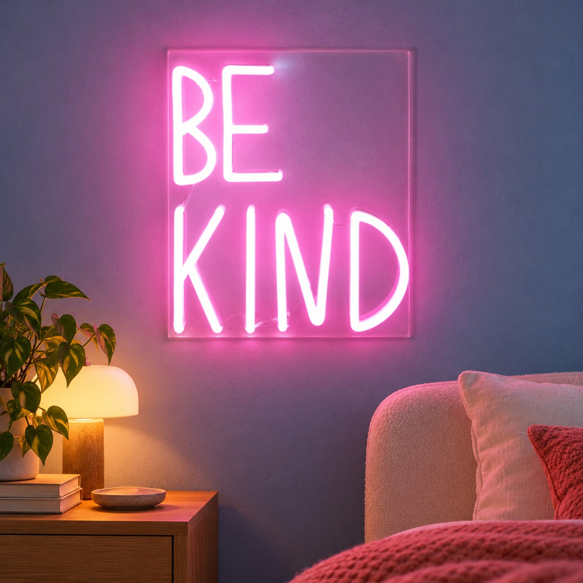 Be Kind LED Neon Sign - advertising view
