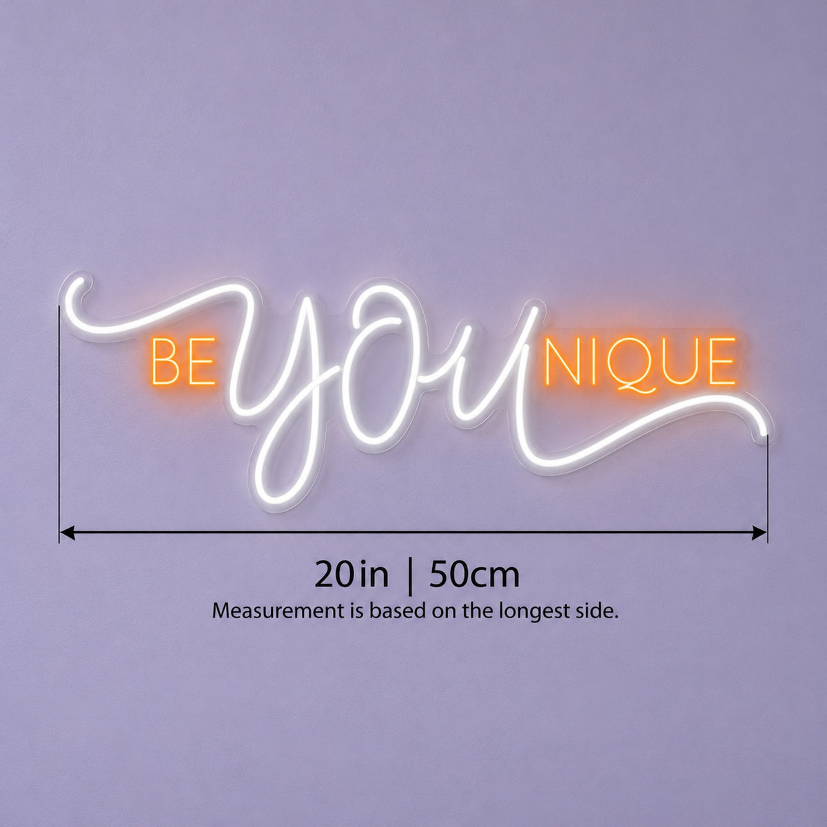 Be You Nique LED Neon Sign - size guide