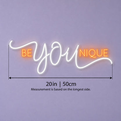 Be You Nique LED Neon Sign - size guide