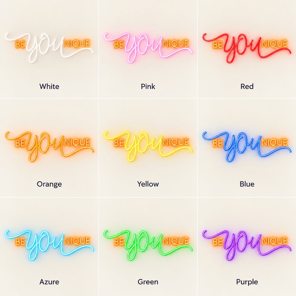 Be You Nique LED Neon Sign - nine-color grid