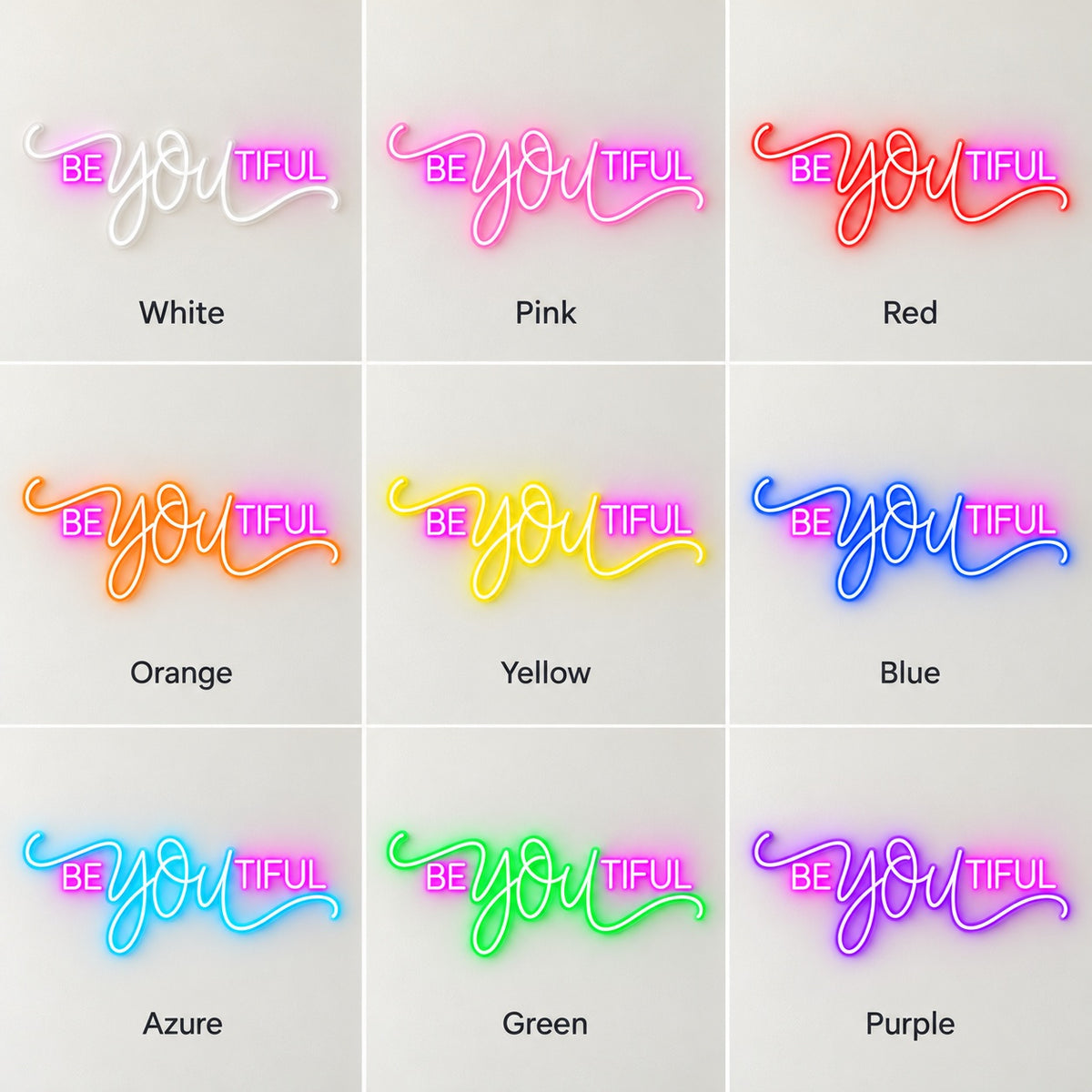 Be You Tiful LED Neon Sign - nine-color grid