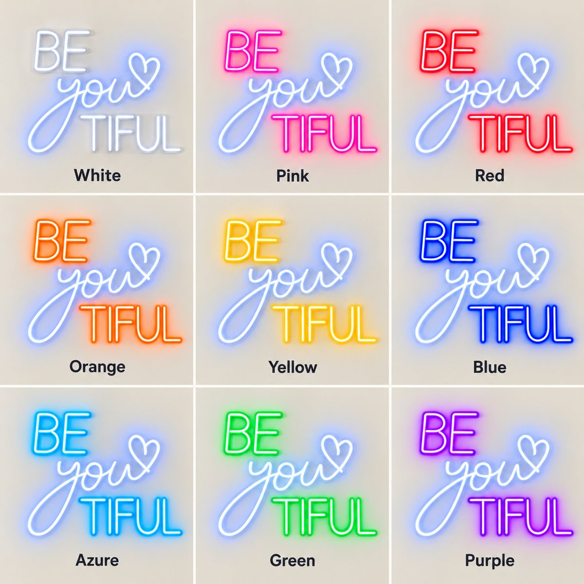 Be You Tiful LED Neon Sign - nine-color grid