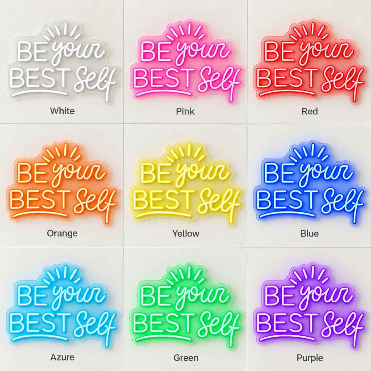Be Your Best Self LED Neon Sign - nine-color grid