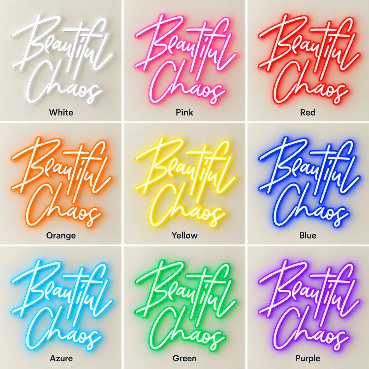 Beautiful Chaos LED Neon Sign - nine-color grid