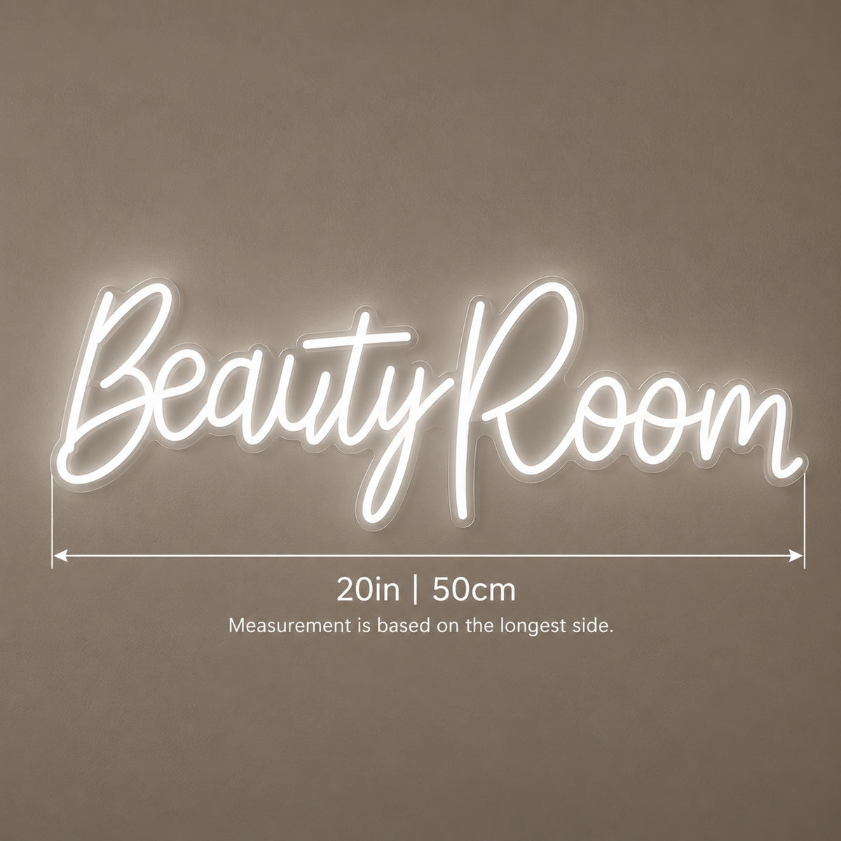 Beauty Room LED Neon Sign - size guide