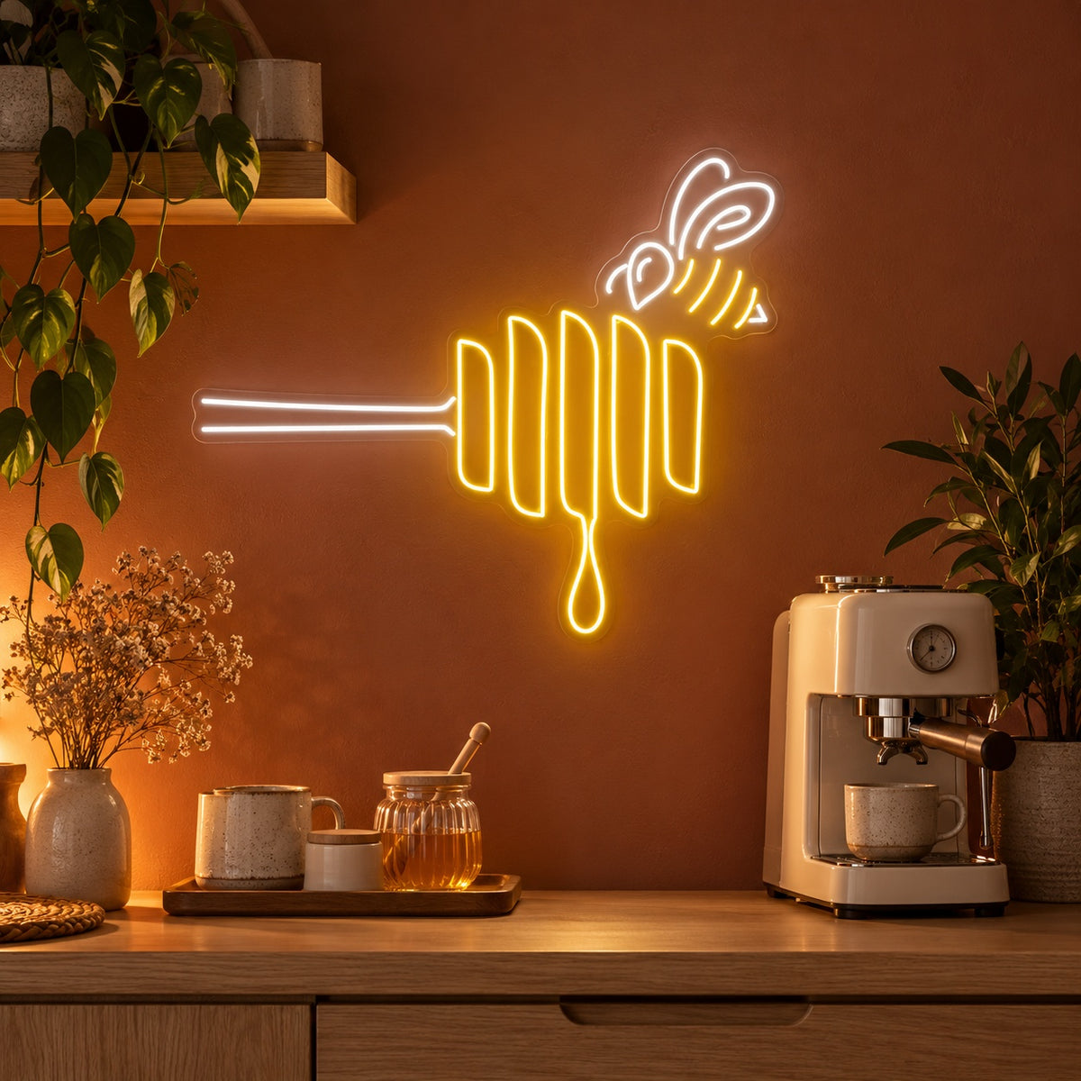 Bee Honey Dipper LED Neon Sign - advertising view