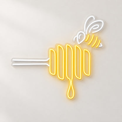 Bee Honey Dipper LED Neon Sign - natural light view