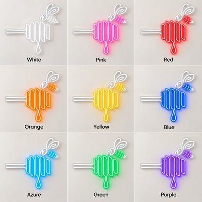 Bee Honey Dipper LED Neon Sign - nine-color grid