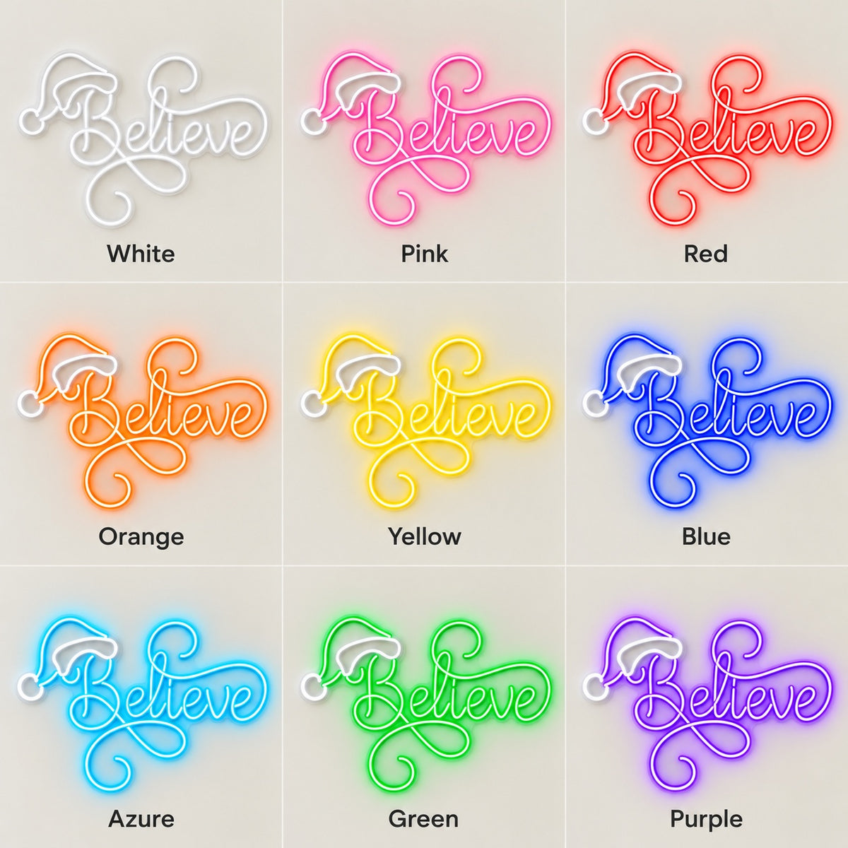 Believe LED Neon Sign - nine-color grid