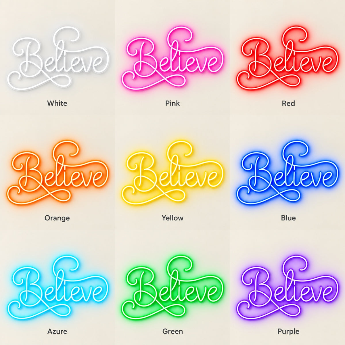 Believe LED Neon Sign - nine-color grid