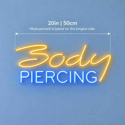 Body Piercing LED Neon Sign - size guide