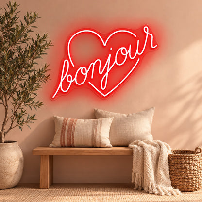 Bonjour LED Neon Sign - lifestyle view