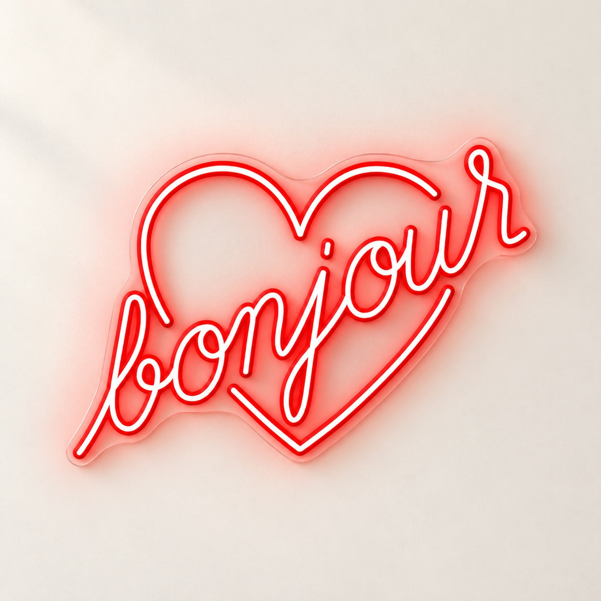 Bonjour LED Neon Sign - natural light view