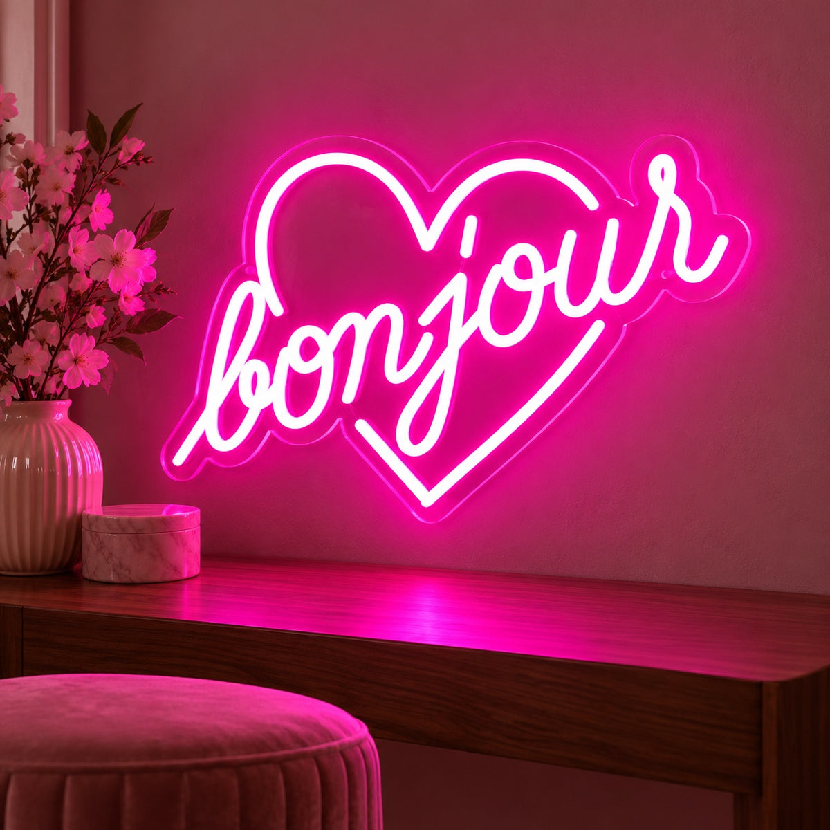 Bonjour LED Neon Sign - advertising view