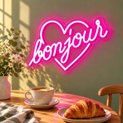 Bonjour LED Neon Sign - lifestyle view