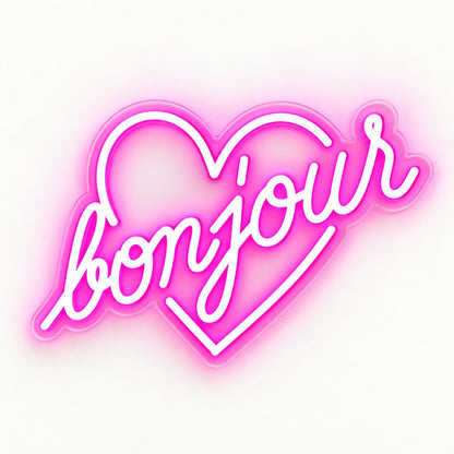 Bonjour LED Neon Sign - natural light view