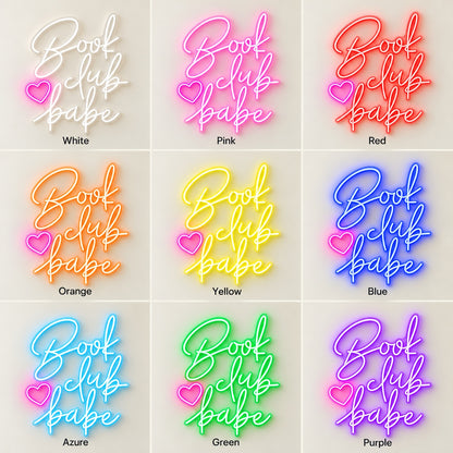 Book Club Babe LED Neon Sign - nine-color grid