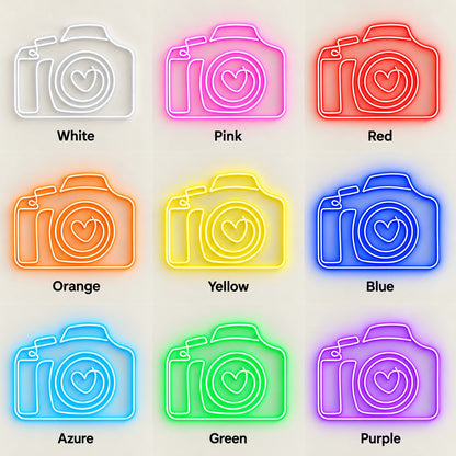 Camera Heart LED Neon Sign - nine-color grid