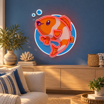 Cartoon Clownfish LED Neon Sign - advertising view