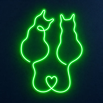 Cat Couple Heart LED Neon Sign - product hero