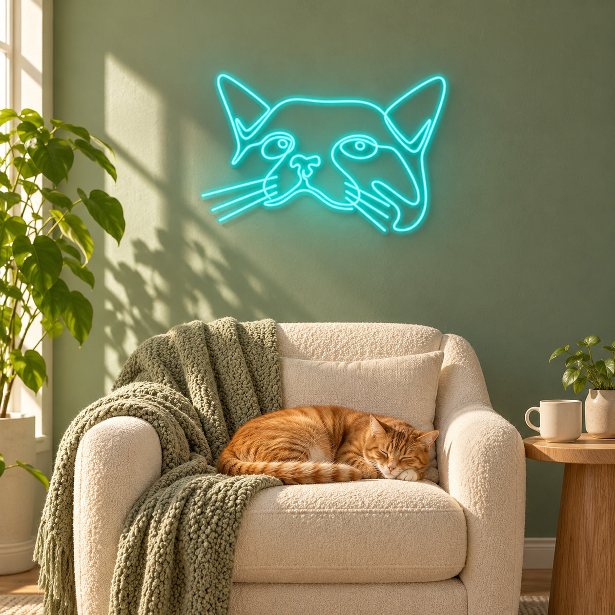 Cat Face LED Neon Sign - lifestyle view