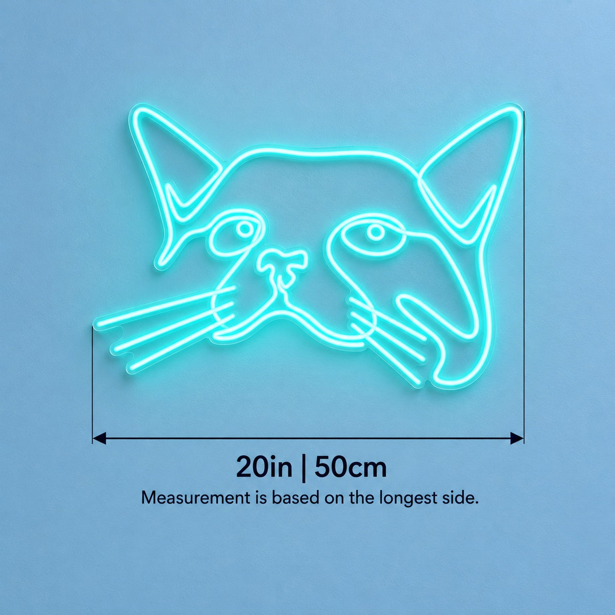 Cat Face LED Neon Sign - size guide