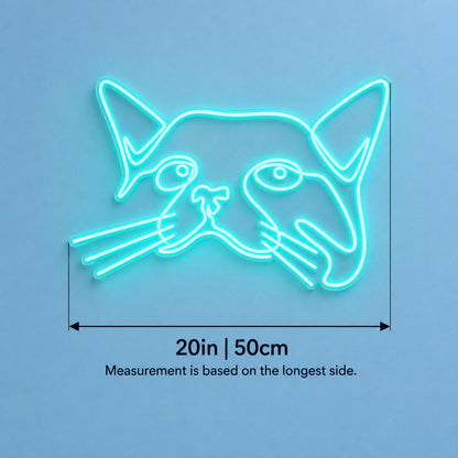 Cat Face LED Neon Sign - size guide