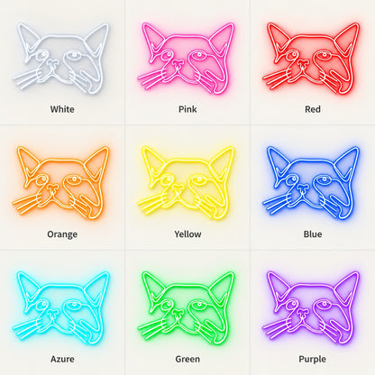 Cat Face LED Neon Sign - nine-color grid