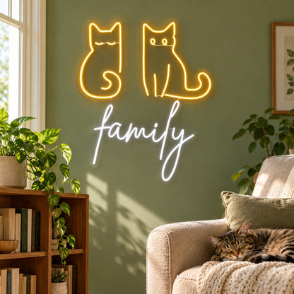Cat Family LED Neon Sign - lifestyle view