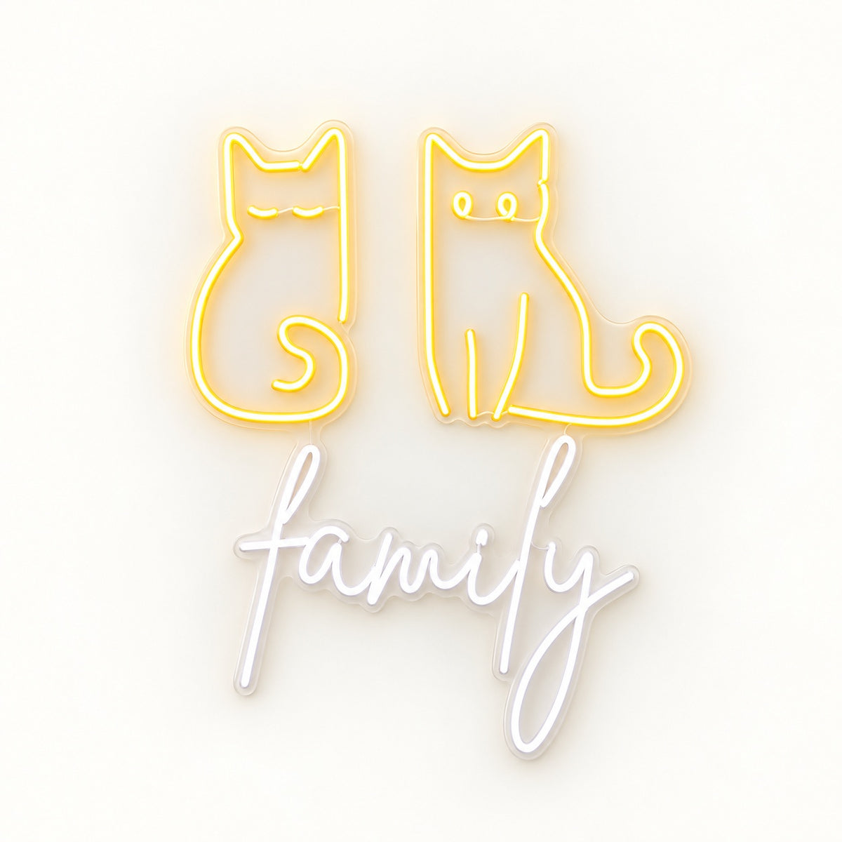 Cat Family LED Neon Sign - natural light view
