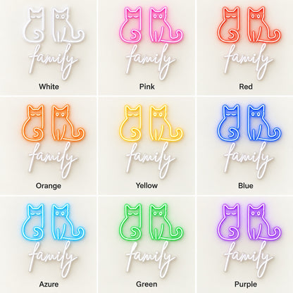 Cat Family LED Neon Sign - nine-color grid