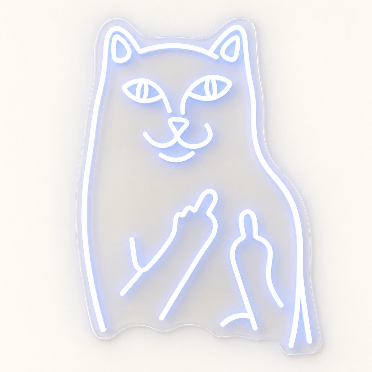 Cat Middle Finger LED Neon Sign - natural light view