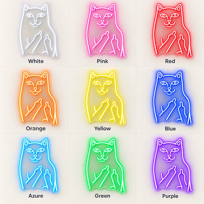 Cat Middle Finger LED Neon Sign - nine-color grid