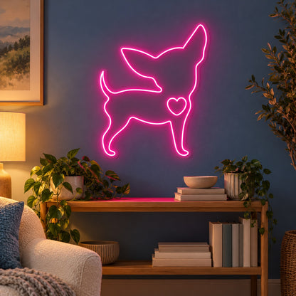 Chihuahua Heart LED Neon Sign - advertising view