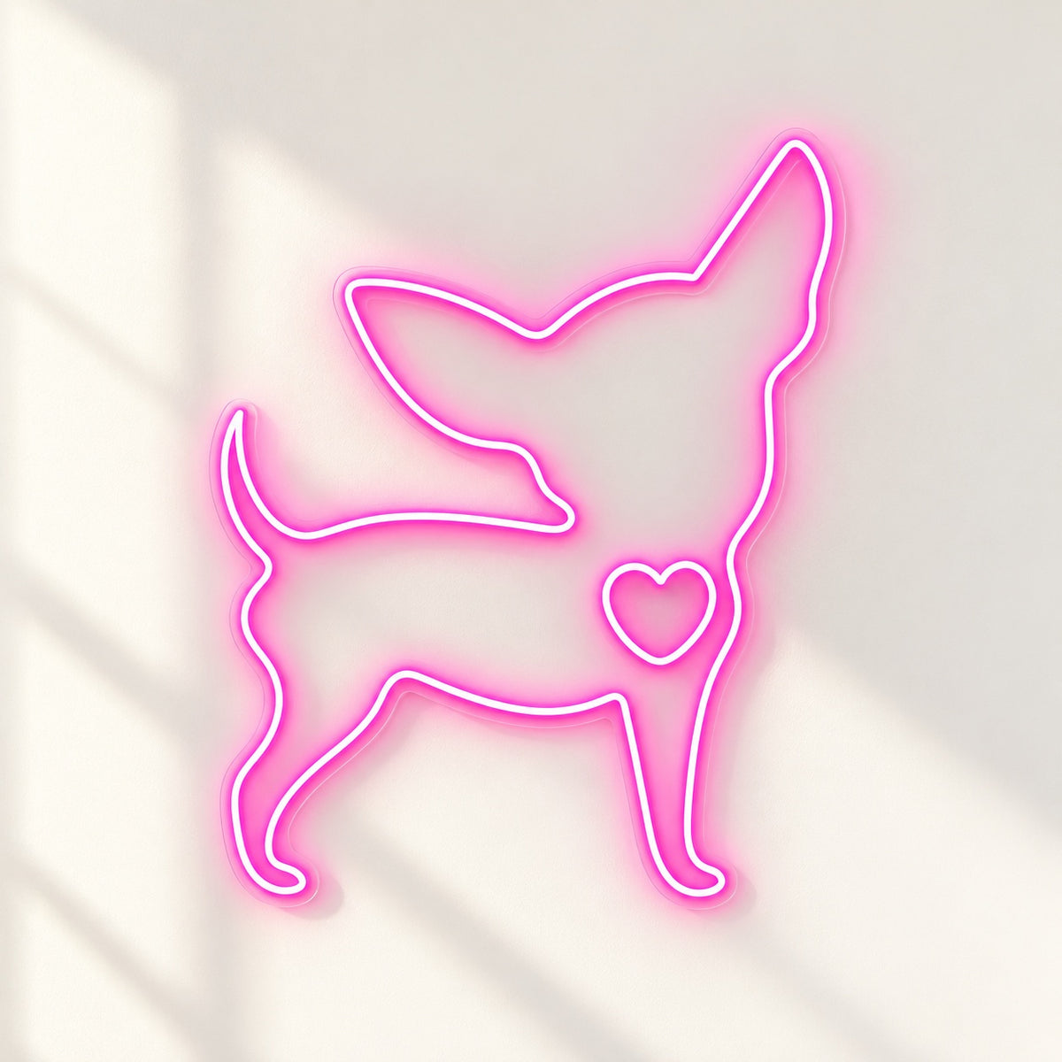 Chihuahua Heart LED Neon Sign - natural light view
