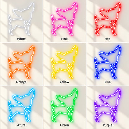 Chihuahua Heart LED Neon Sign - nine-color grid