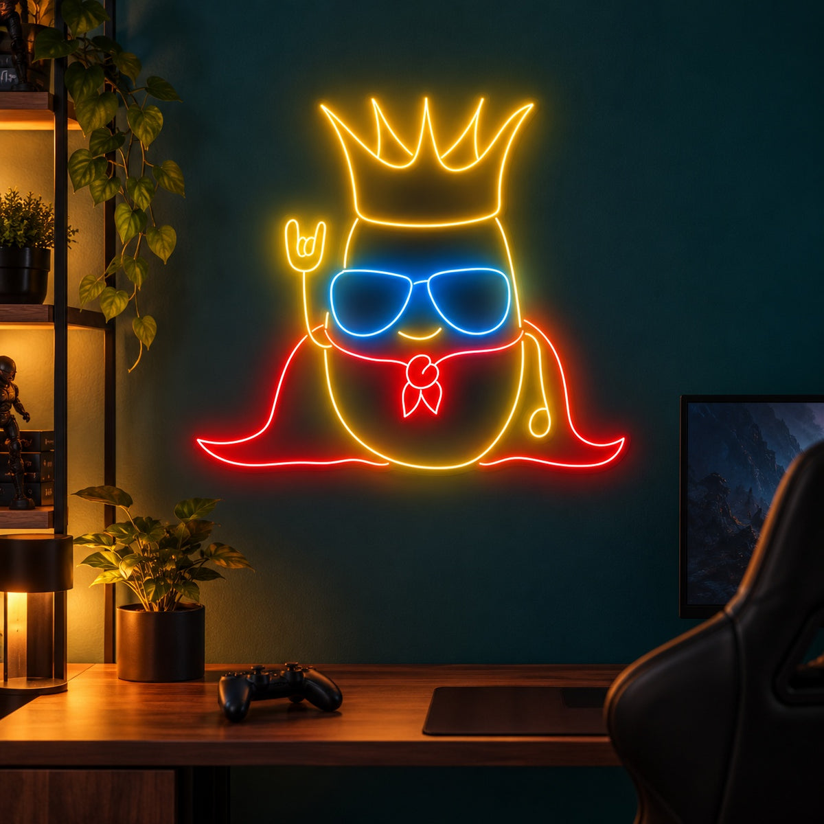 Cool Crowned Character LED Neon Sign - advertising view