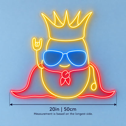 Cool Crowned Character LED Neon Sign - size guide