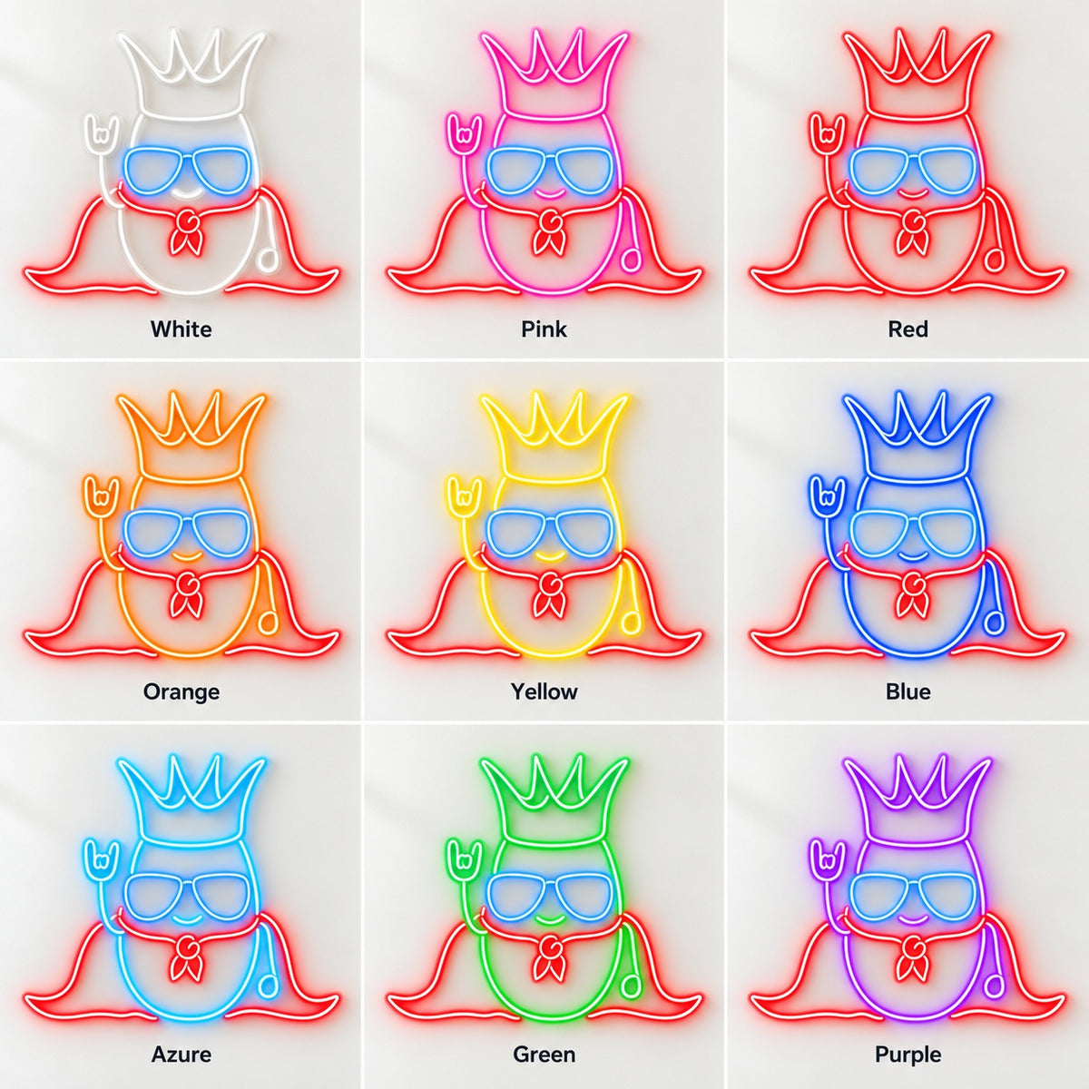 Cool Crowned Character LED Neon Sign - nine-color grid