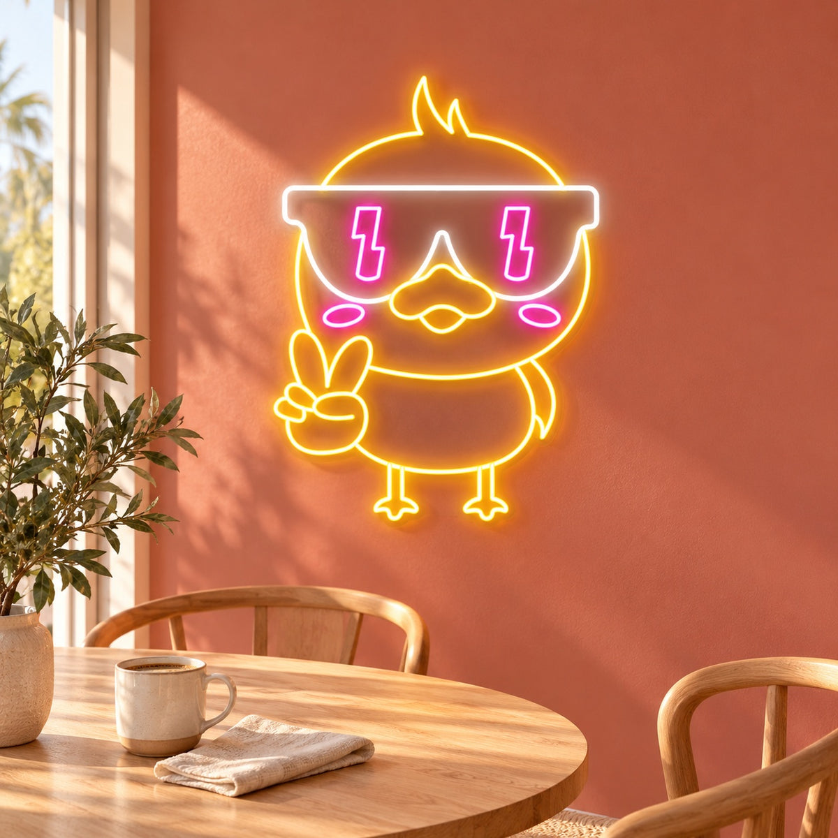 Cool Duck Peace Sign LED Neon Sign - lifestyle view