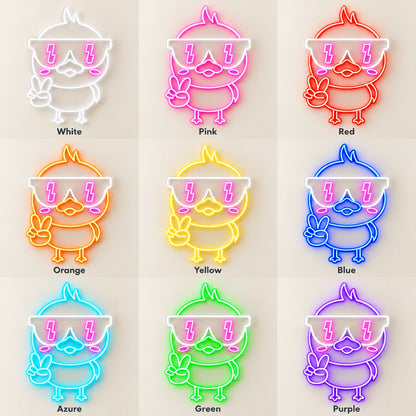 Cool Duck Peace Sign LED Neon Sign - nine-color grid